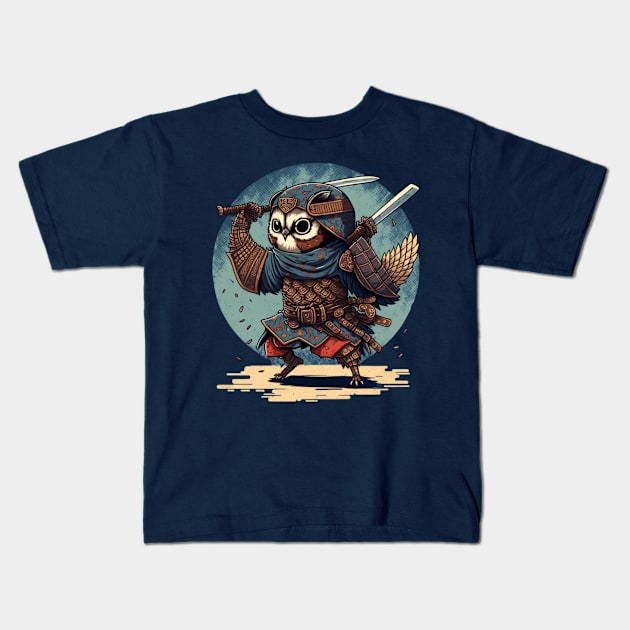 Owl Ninja Warrior Japen Anime Kids T-Shirt by SamCreations